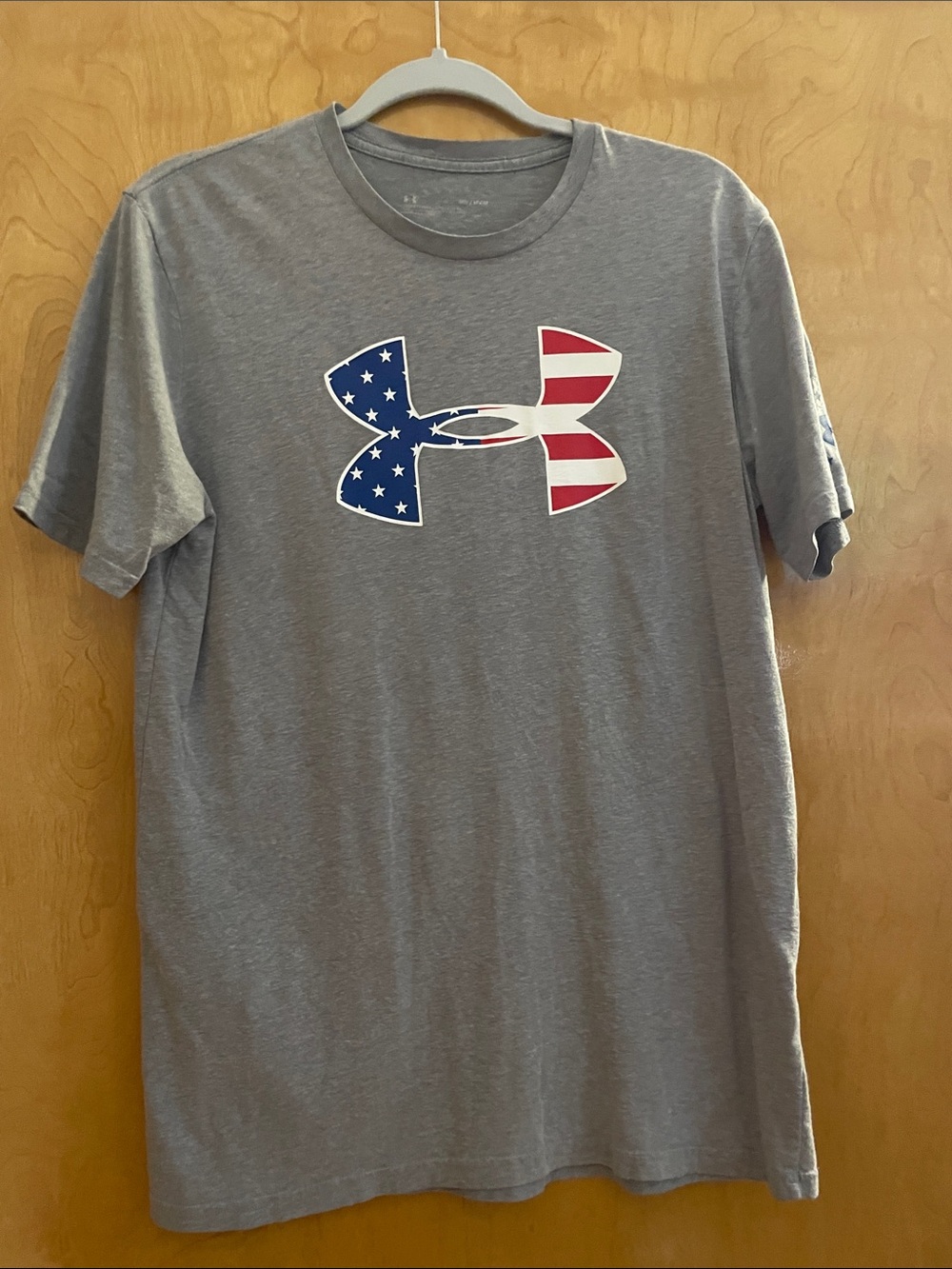 Under Armour Gray Tee with American Flag Logo